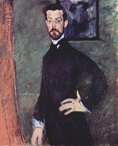 Amedeo Modigliani Portrat des Paul Alexanders vor grunem Hintergrund